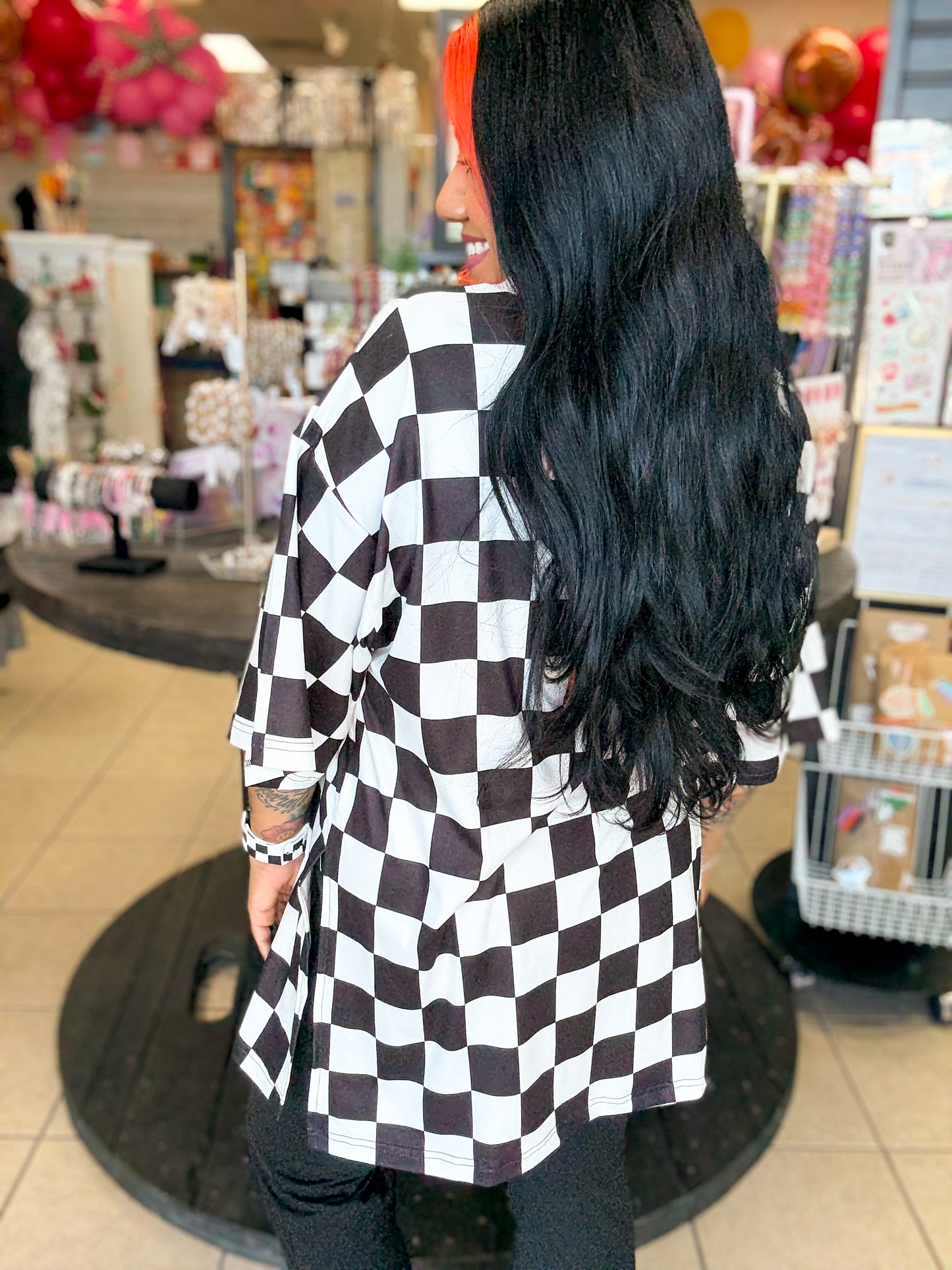 Oversized Checkered Top