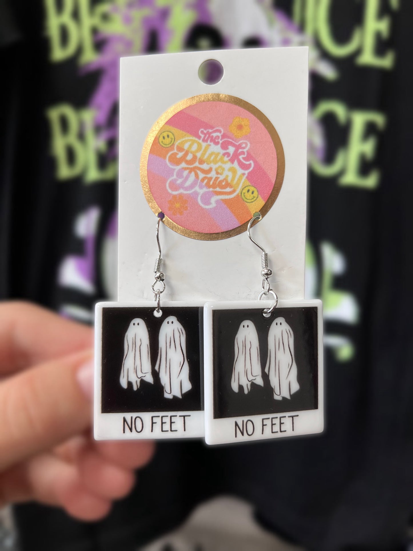 No Feet Ghost Polaroid Earrings