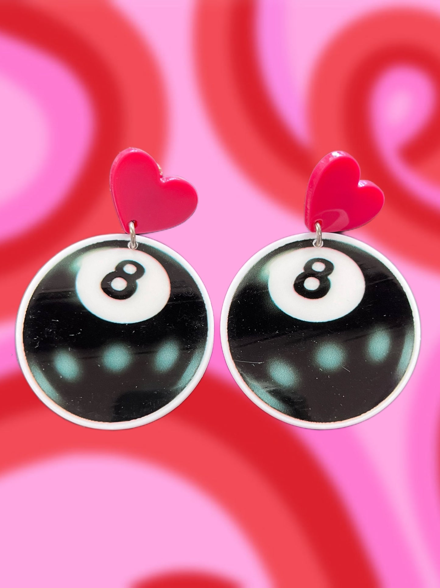 Eight Ball Acrylic Earrings