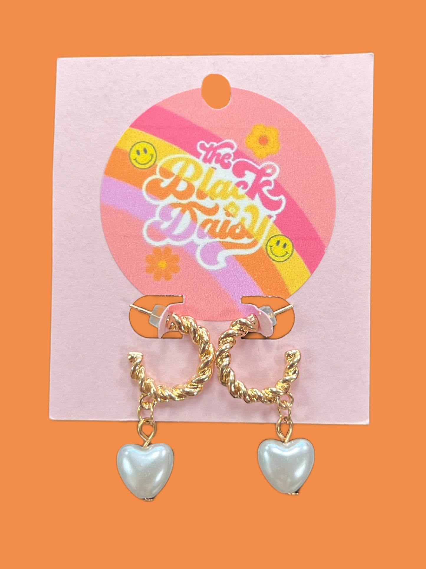 Pearl Heart Hoop Earrings