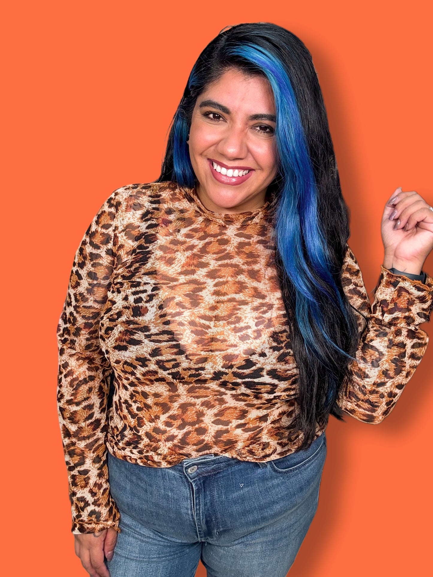 Leopard Mesh Top