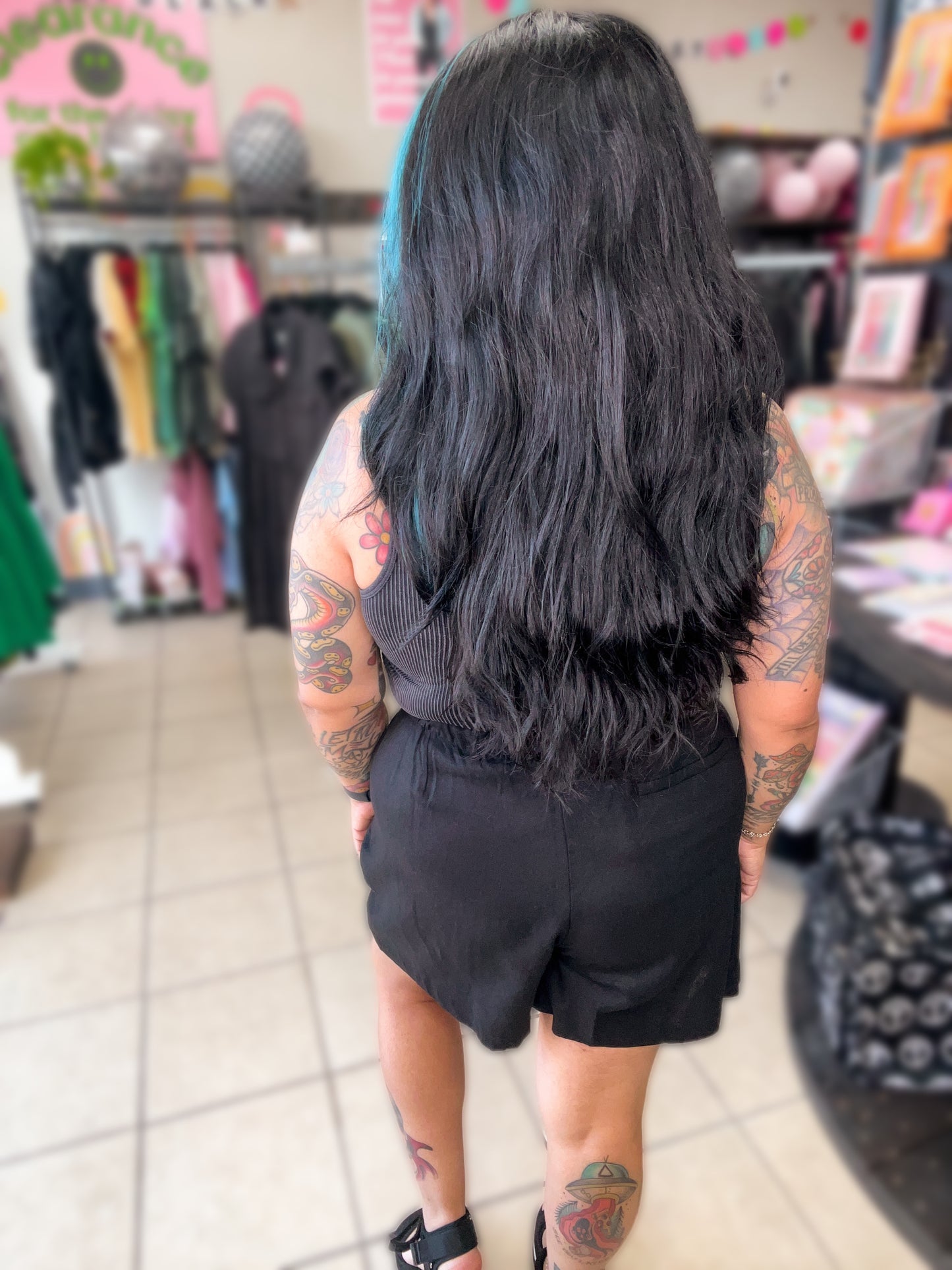 Black Linen Skort
