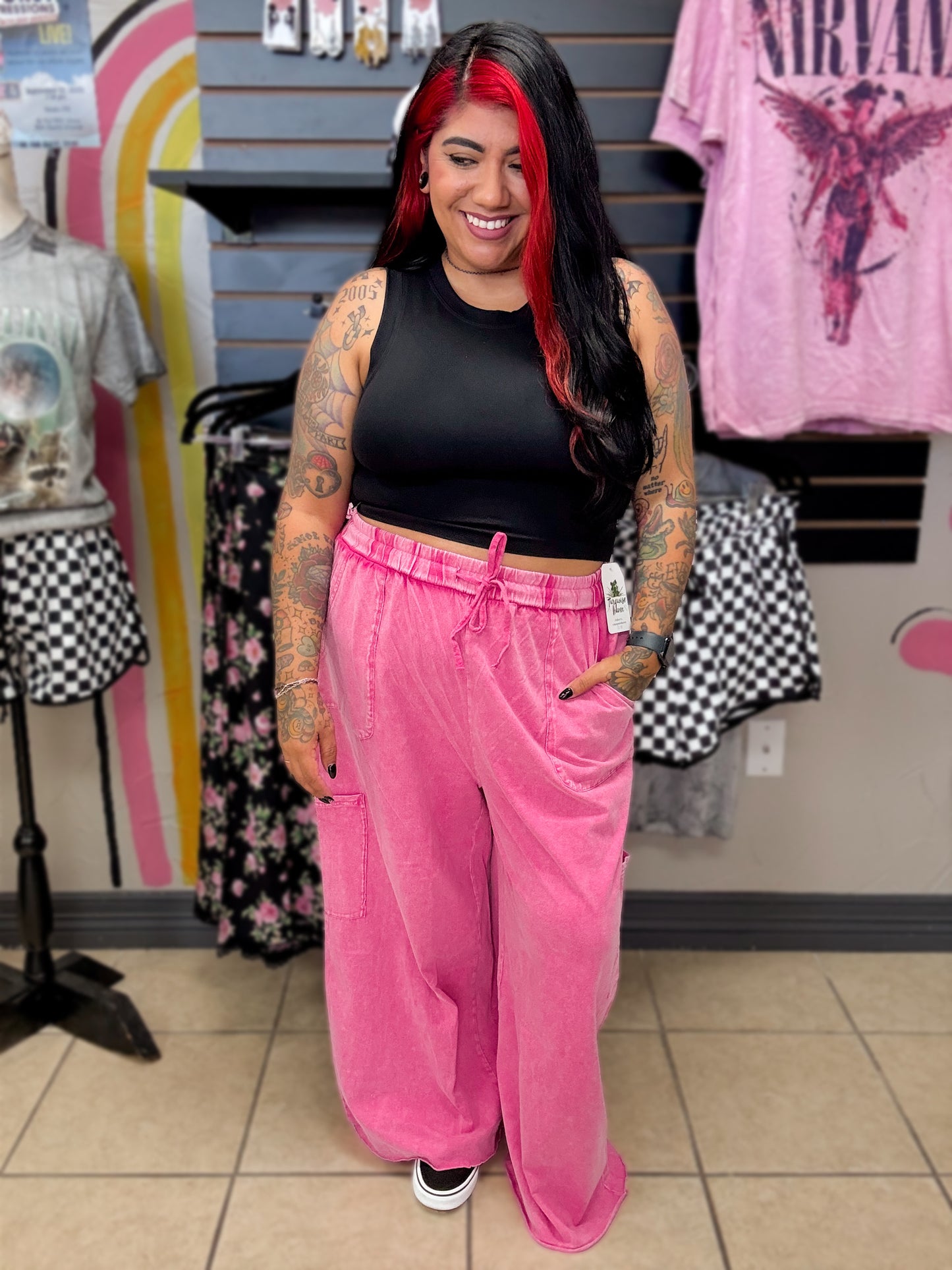 Mineral Washed Pink Pants