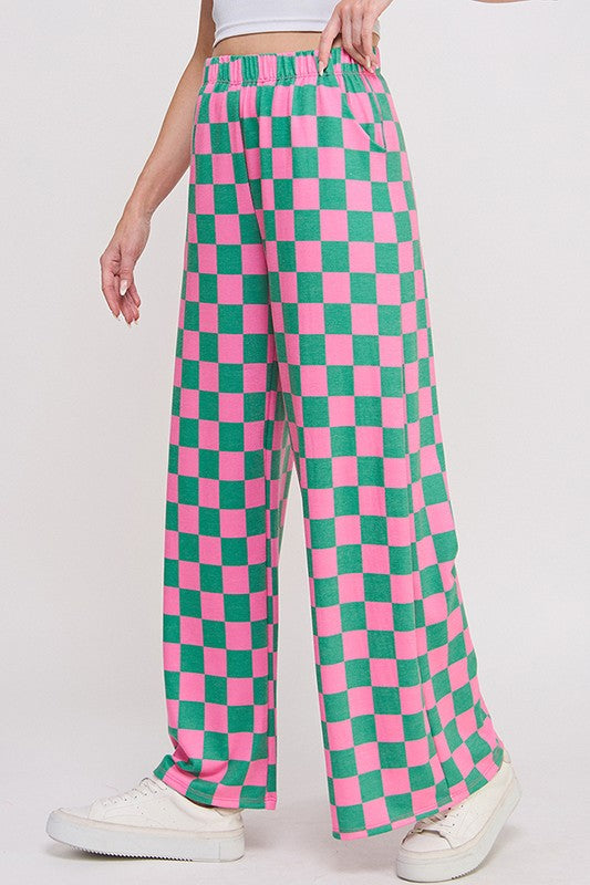 Green and Pink Checker Pants