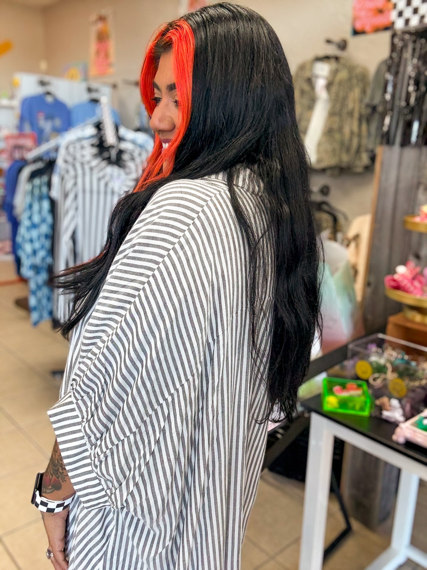 Charcoal Striped Top