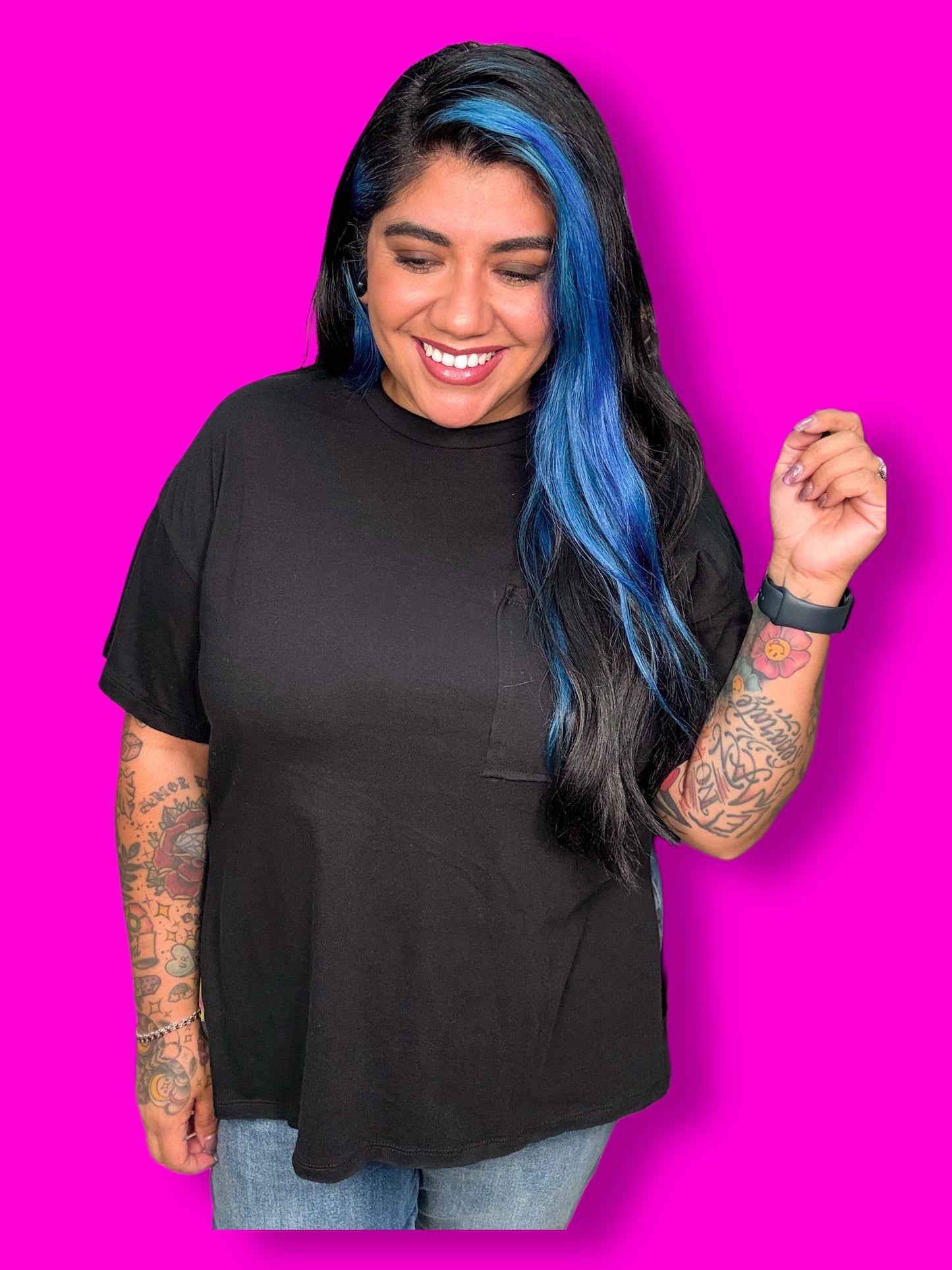 Black Oversized Pocket Tee