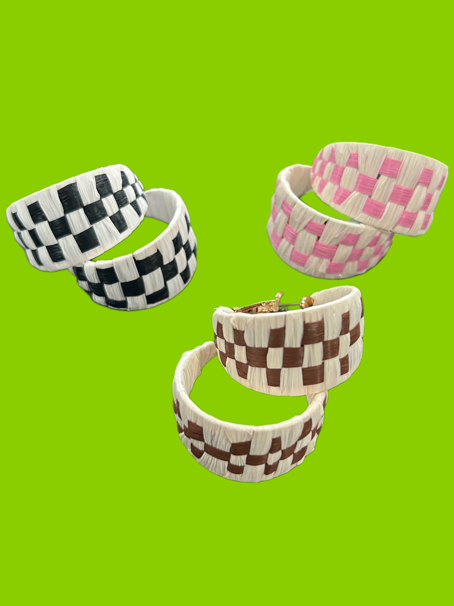 Rafia Checker Hoop Earrings