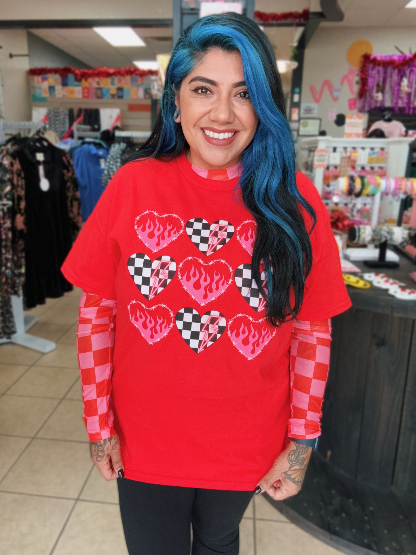 Checkered Heart Tee
