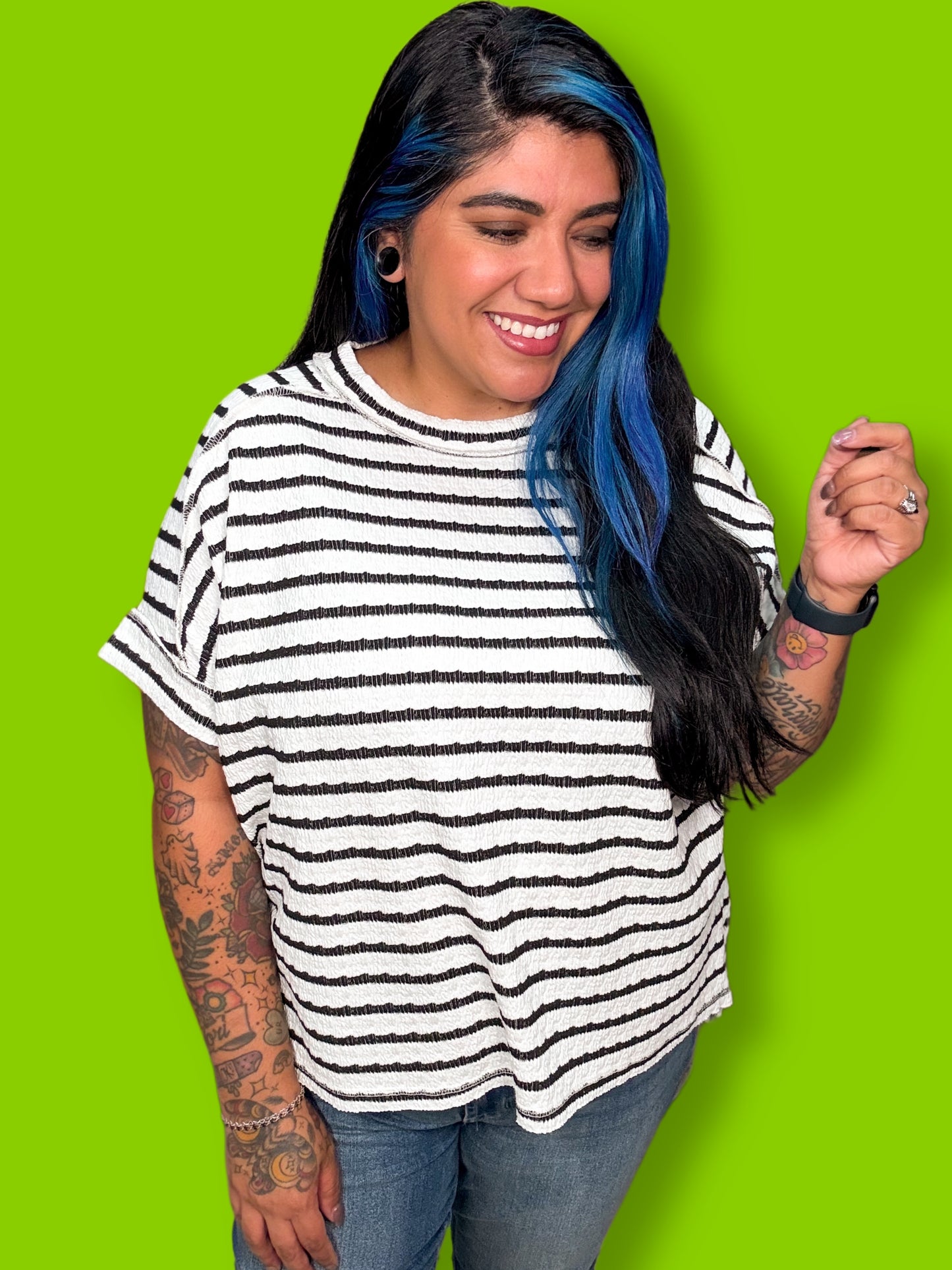 Boxy Fit Striped Top