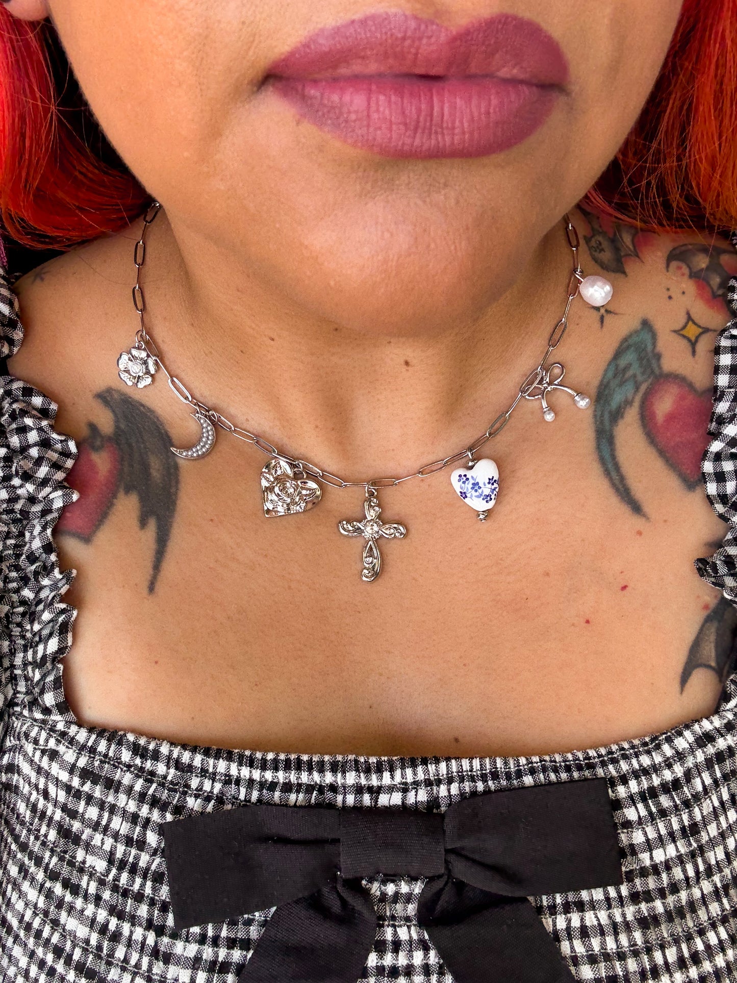 Silver Coquette Charm Necklace