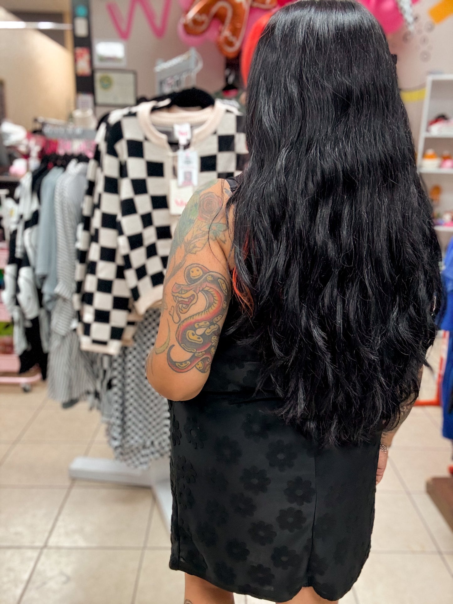 Black Daisy Overall Dress