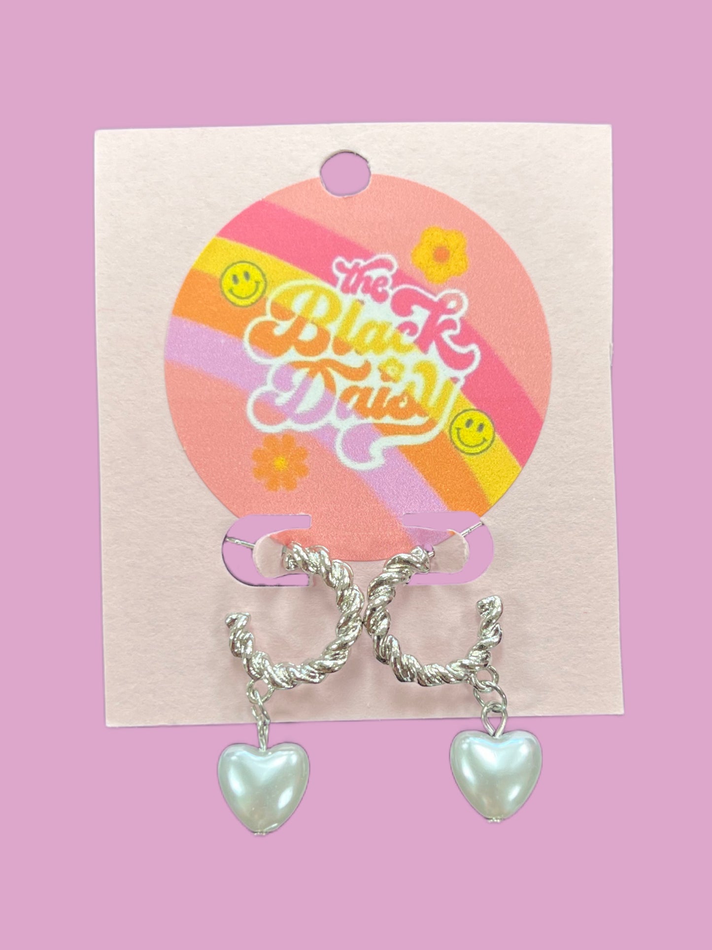 Pearl Heart Hoop Earrings