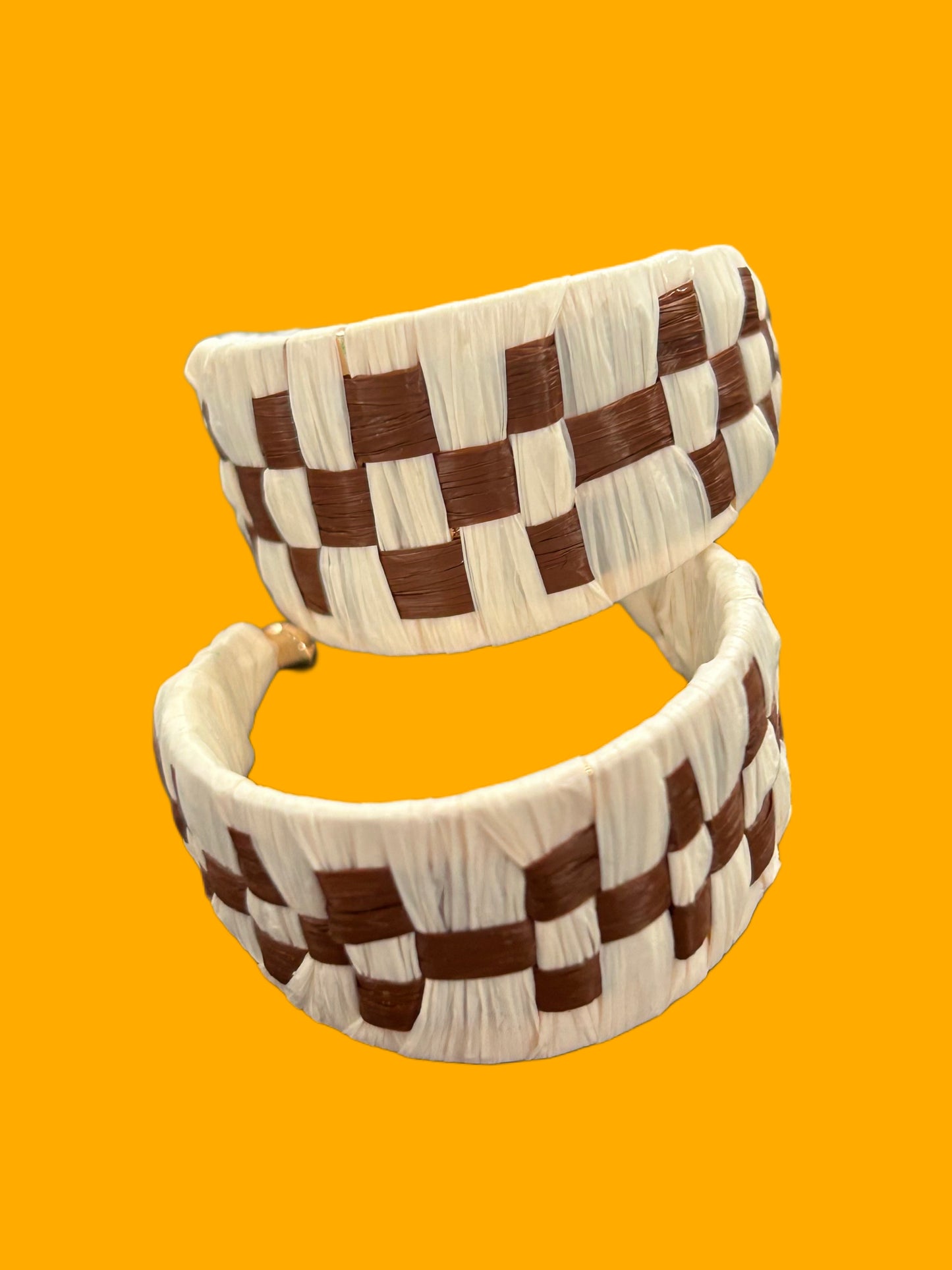 Rafia Checker Hoop Earrings