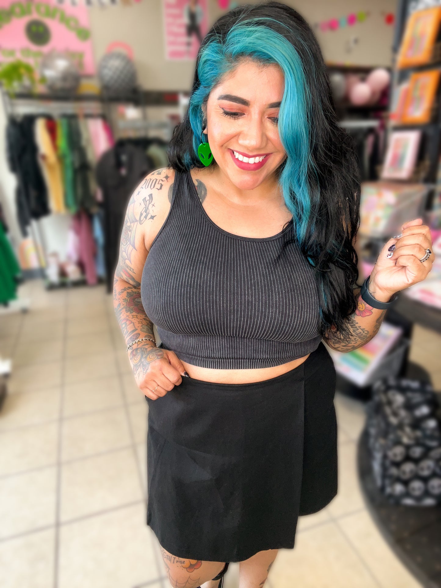 Black Linen Skort