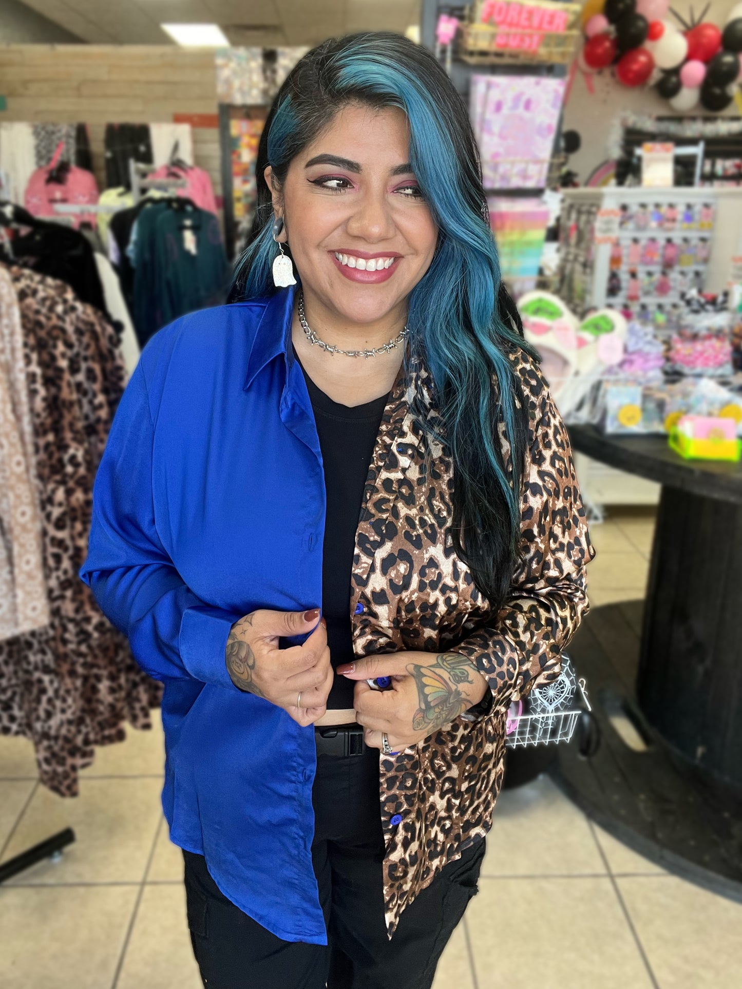 Leopard and Royal Split Top