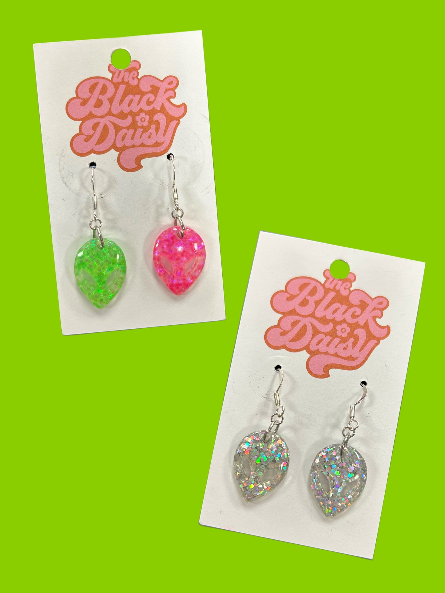 Glitter Alien Earrings