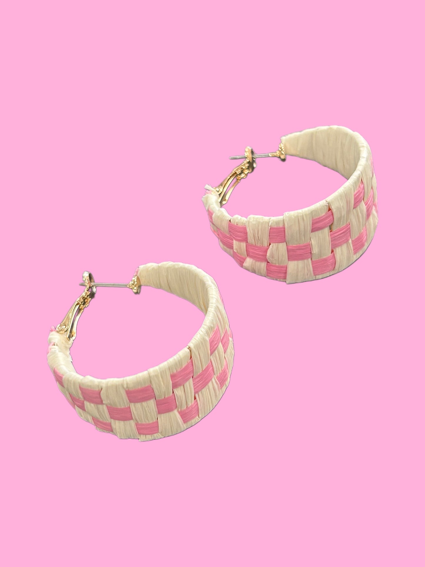 Rafia Checker Hoop Earrings