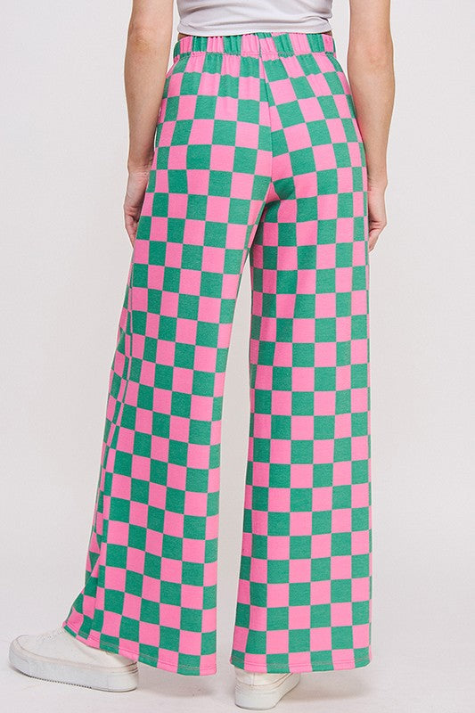 Green and Pink Checker Pants