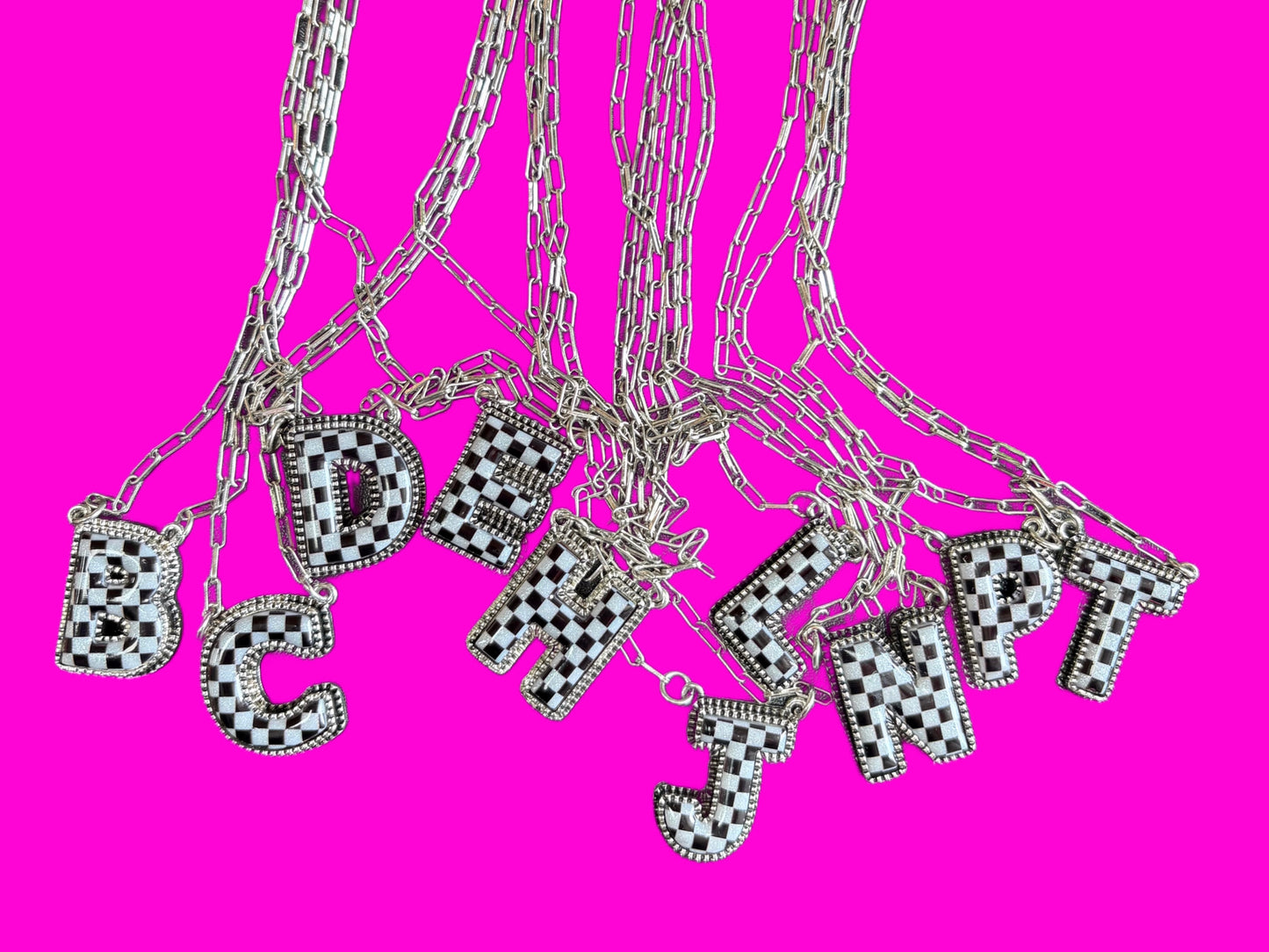 Checkered Letter Necklace
