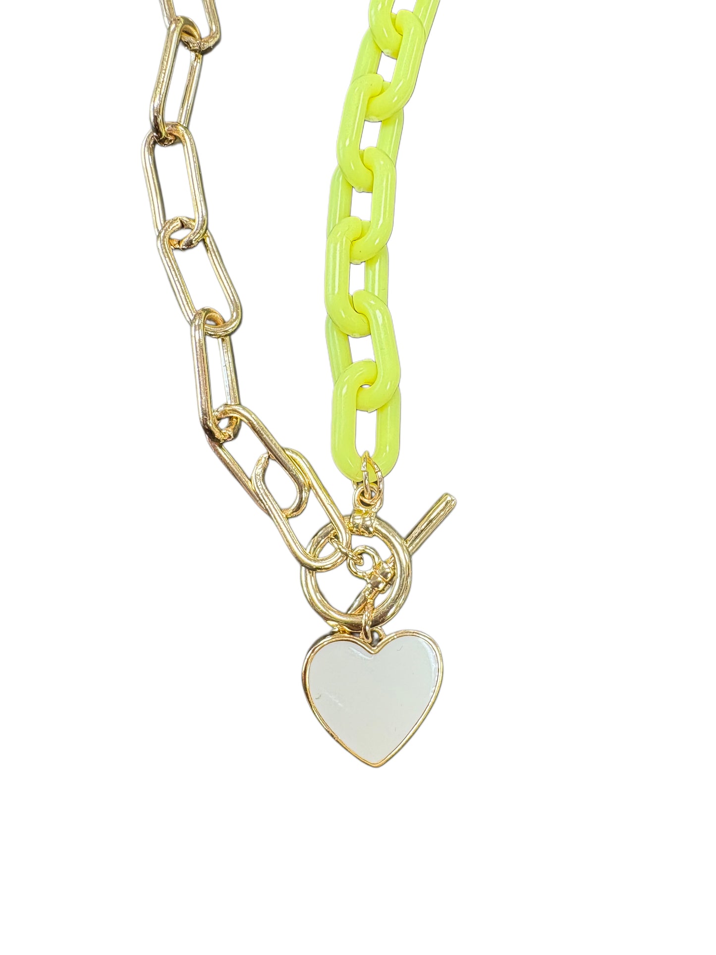 Gold and Yellow Link Heart Necklace
