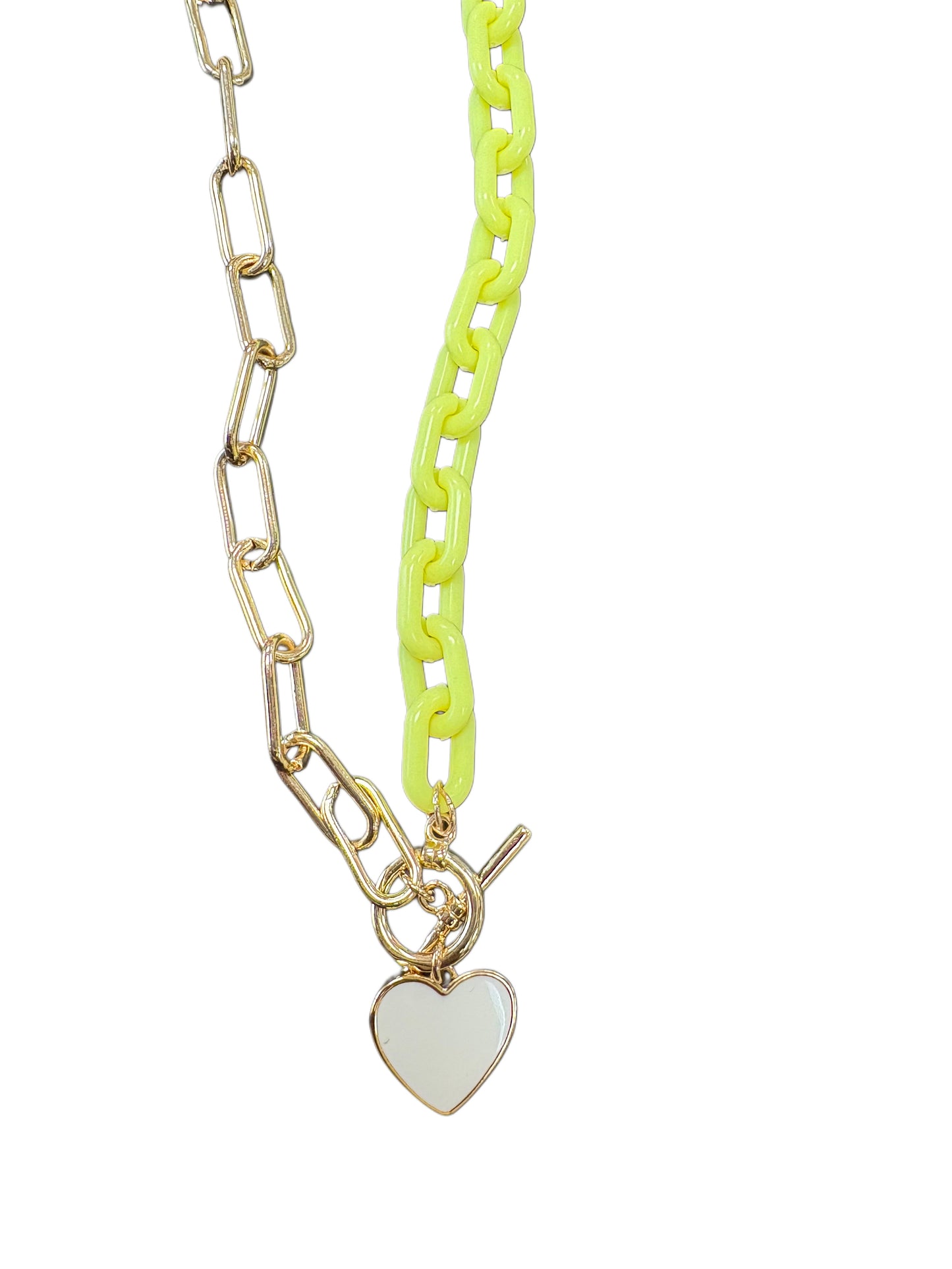 Gold and Yellow Link Heart Necklace