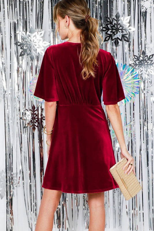Burgundy Velvet Mini Dress