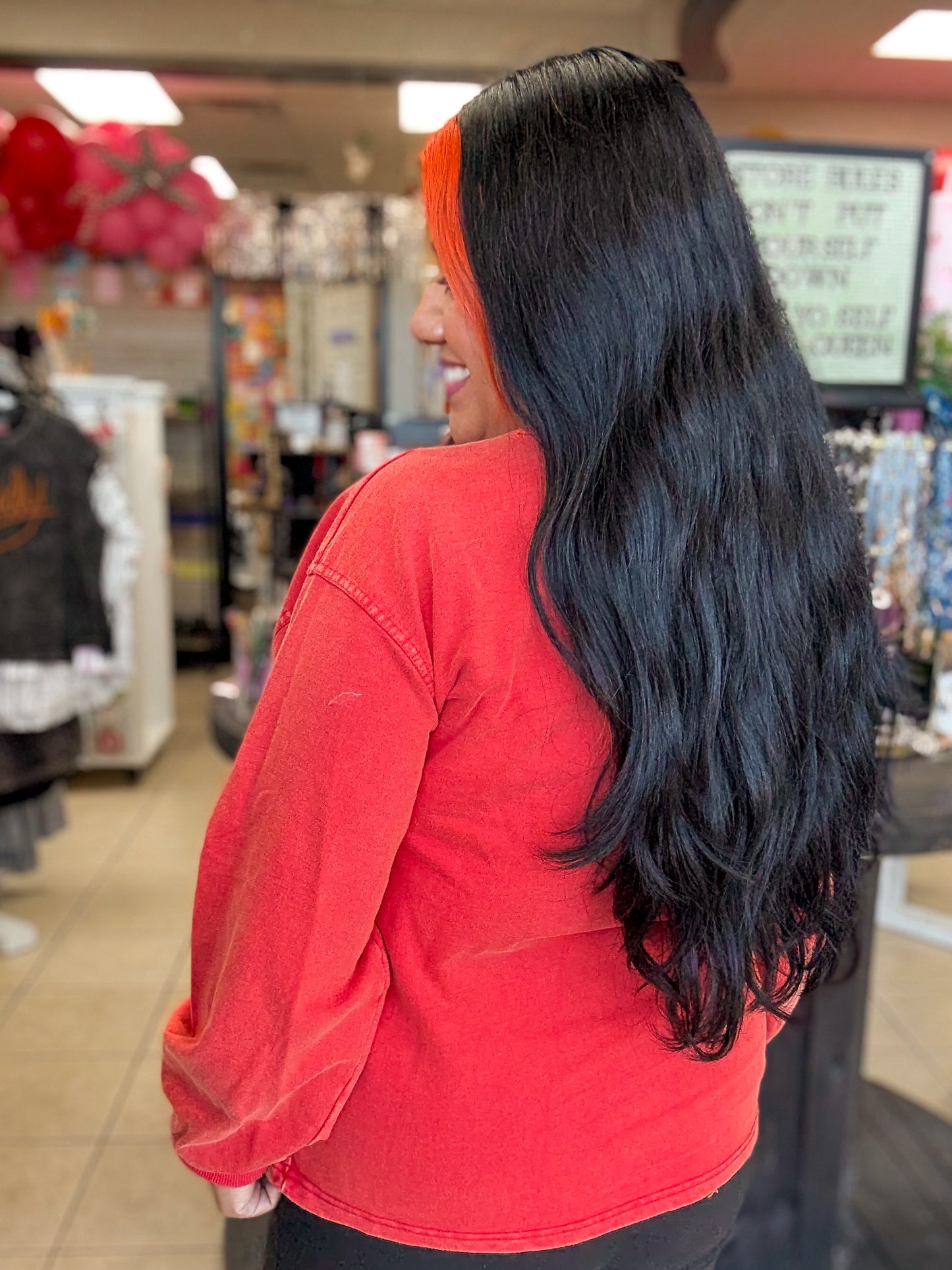 Red Bow Detail Crewneck Sweater