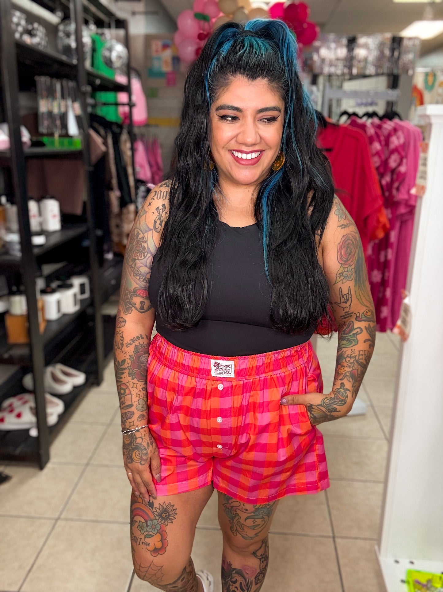 Plaid Orange and Pink Boxer Shorts