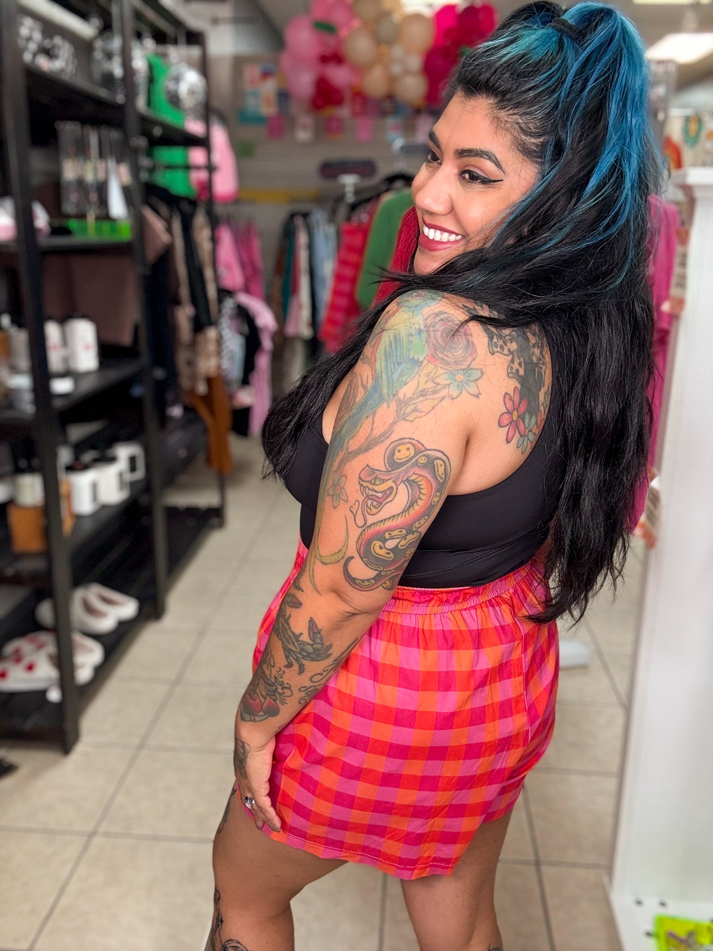 Plaid Orange and Pink Boxer Shorts