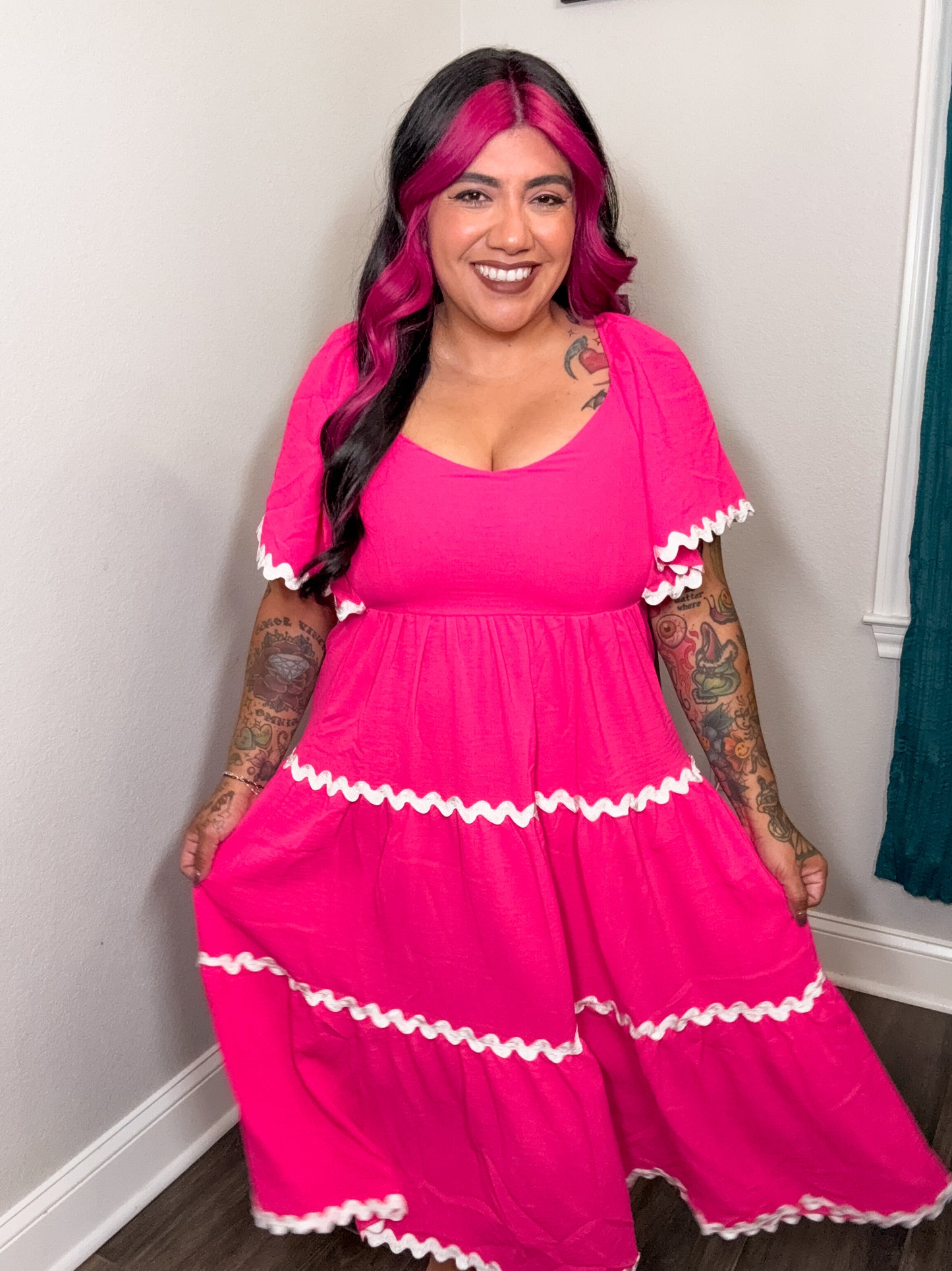 Pink Rick Rack Trim Dress