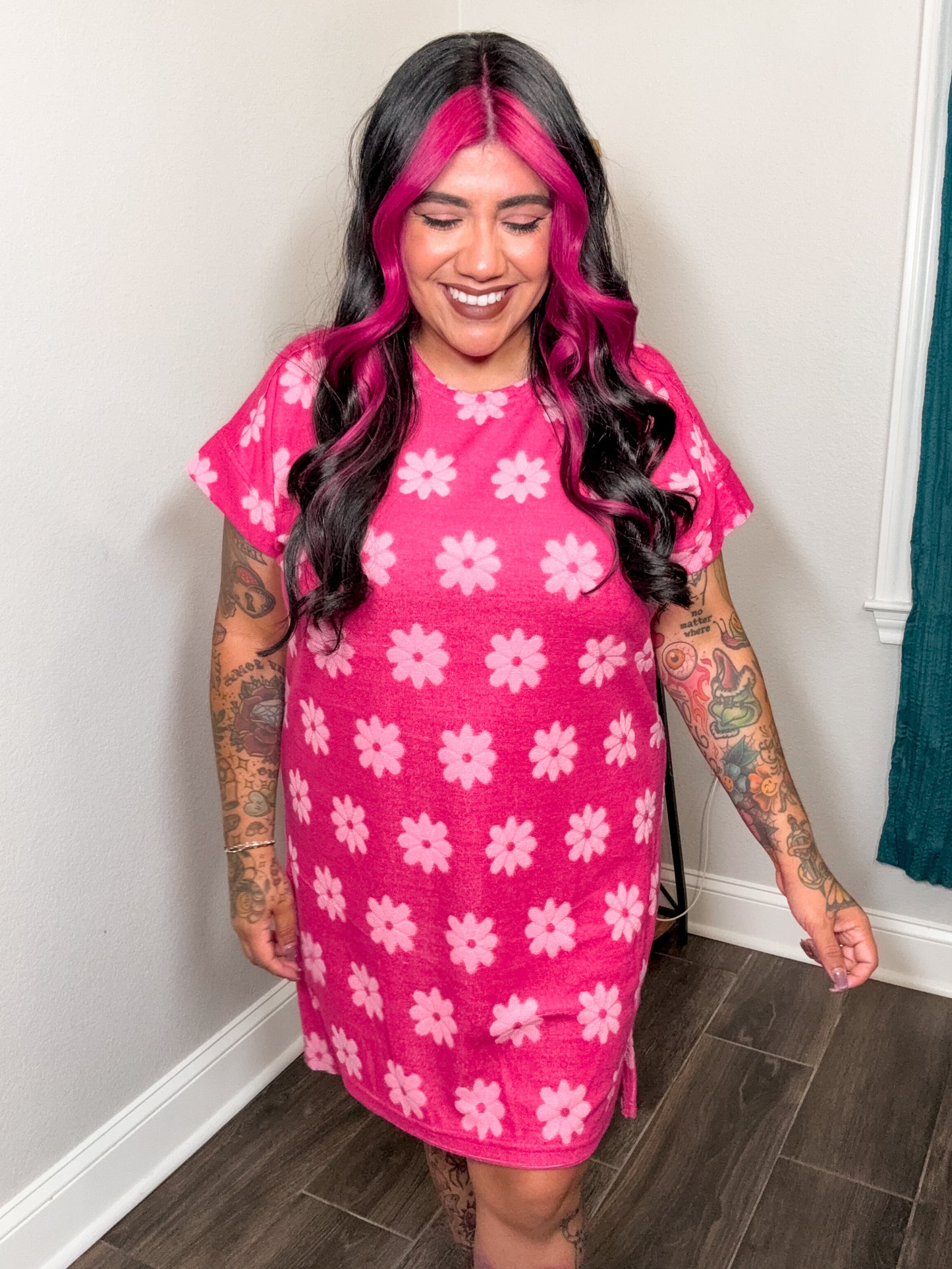 Pink Daisy Terry Cloth Dress