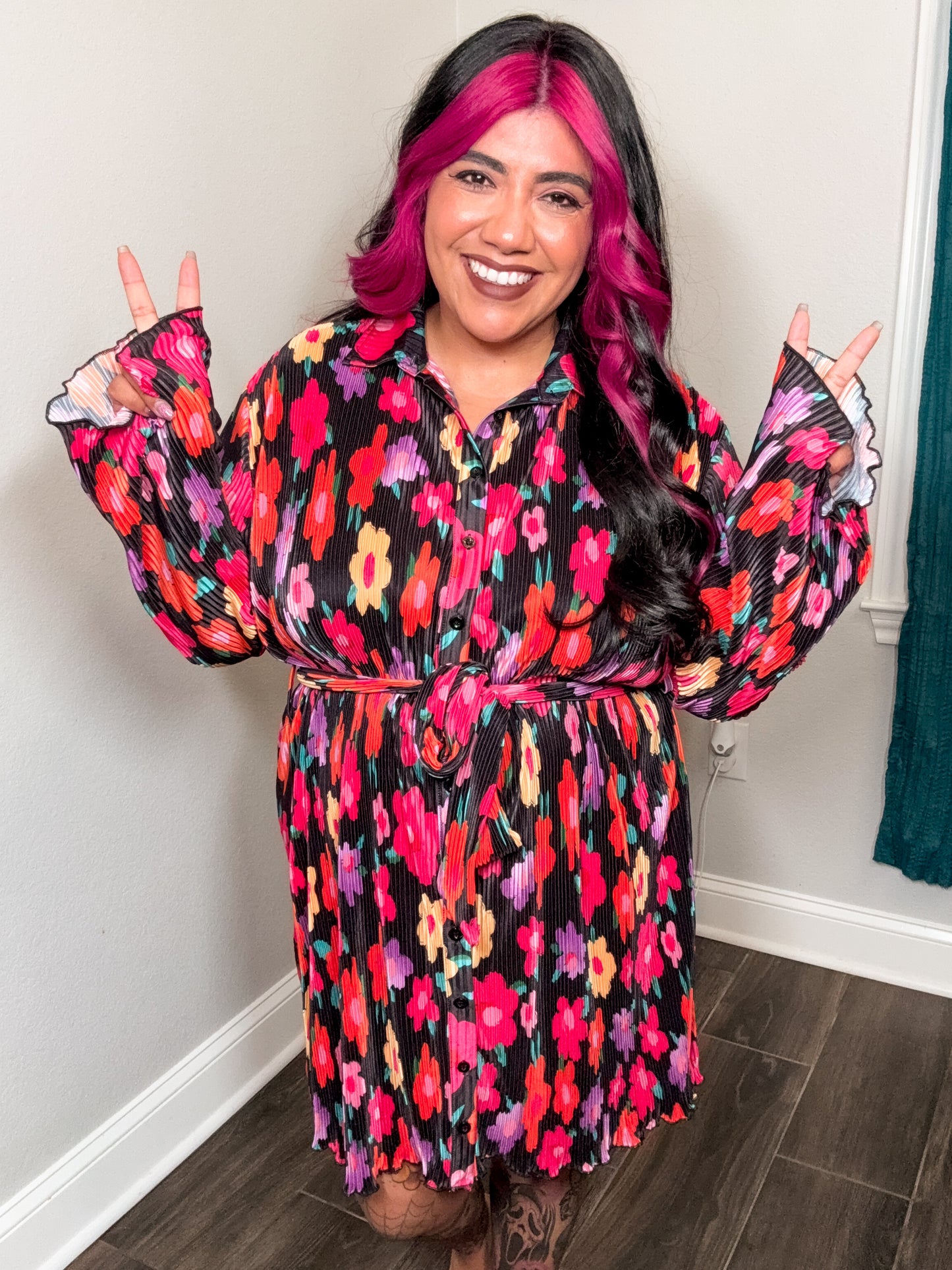 Floral Plisse Dress