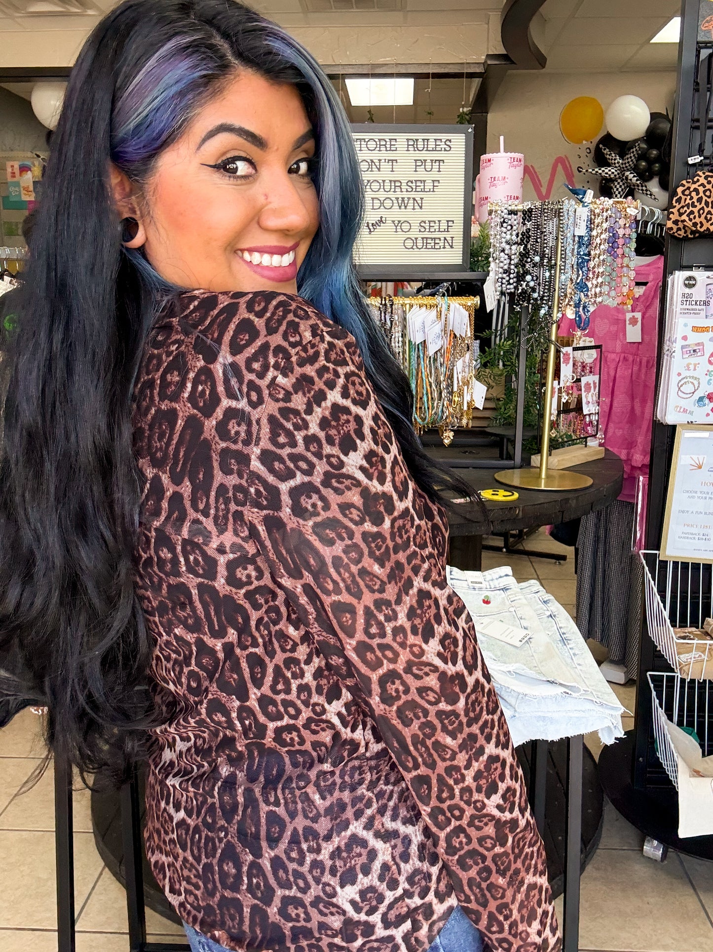 Leopard Mesh Top