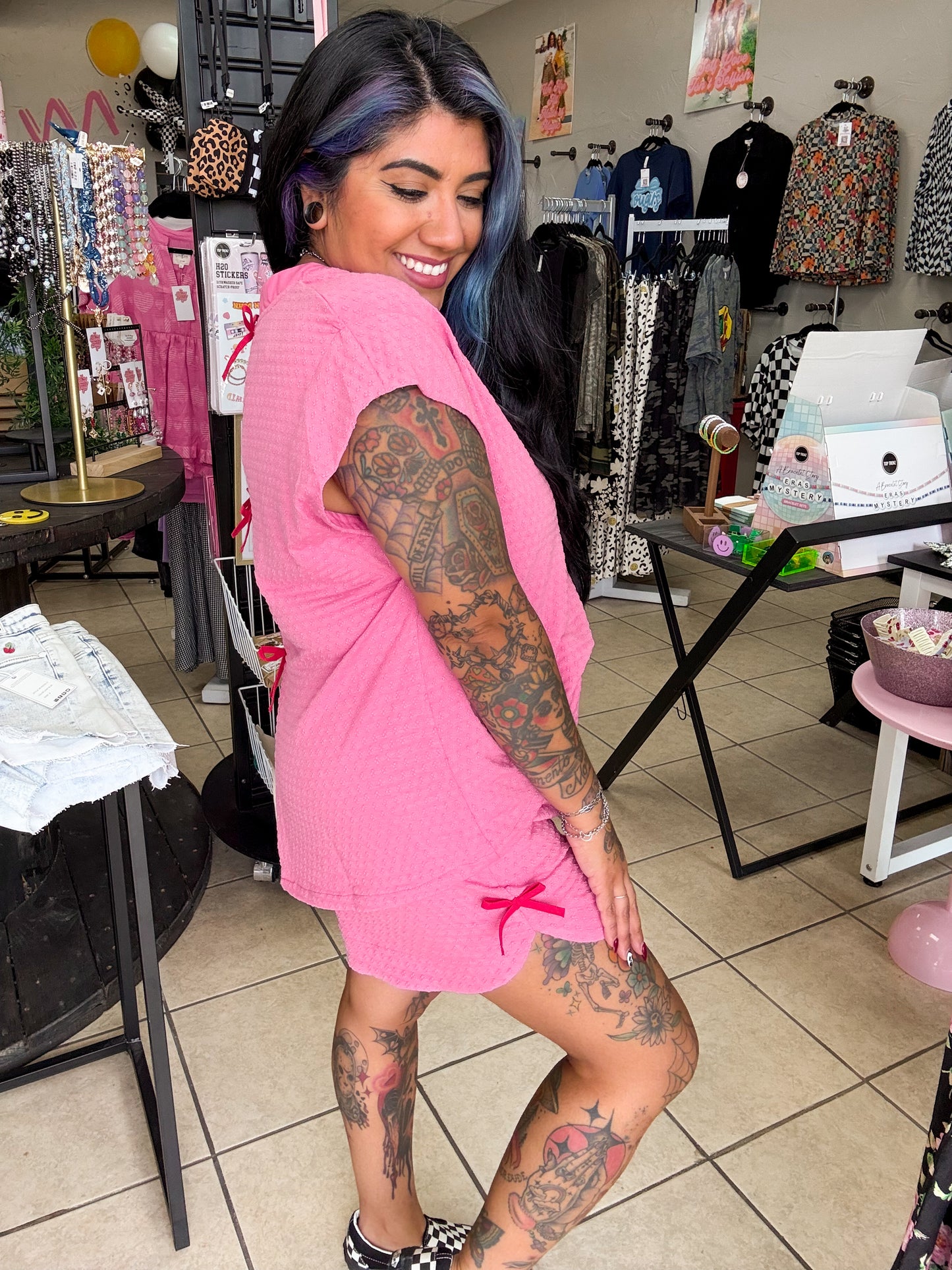 Pink Textured Coquette Set