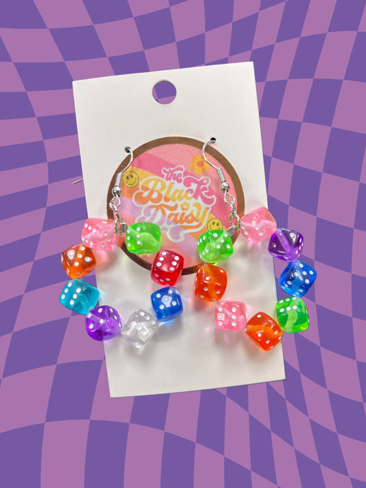 Colorful Dice Hoop Earrings