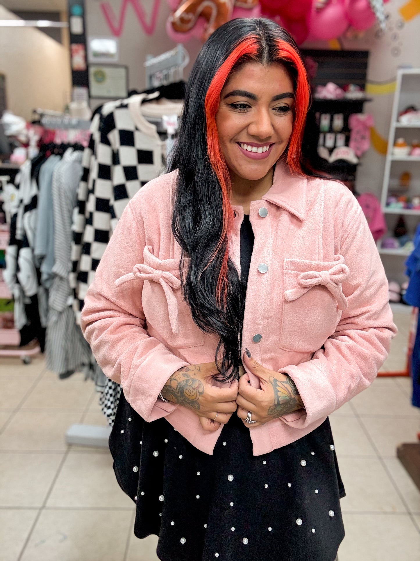 Pink Crop Bow Jacket