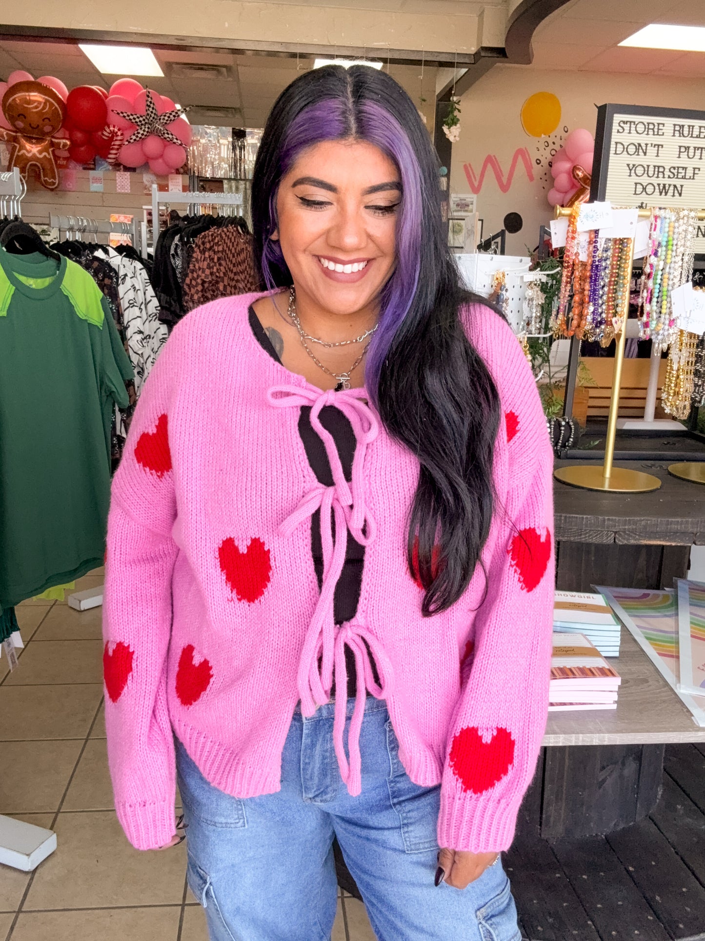 Pink Heart Cardigan