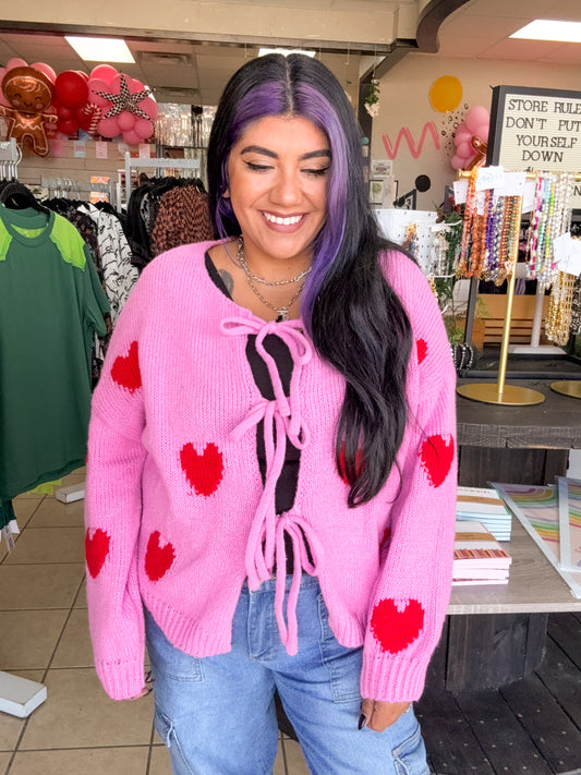 Pink Heart Cardigan