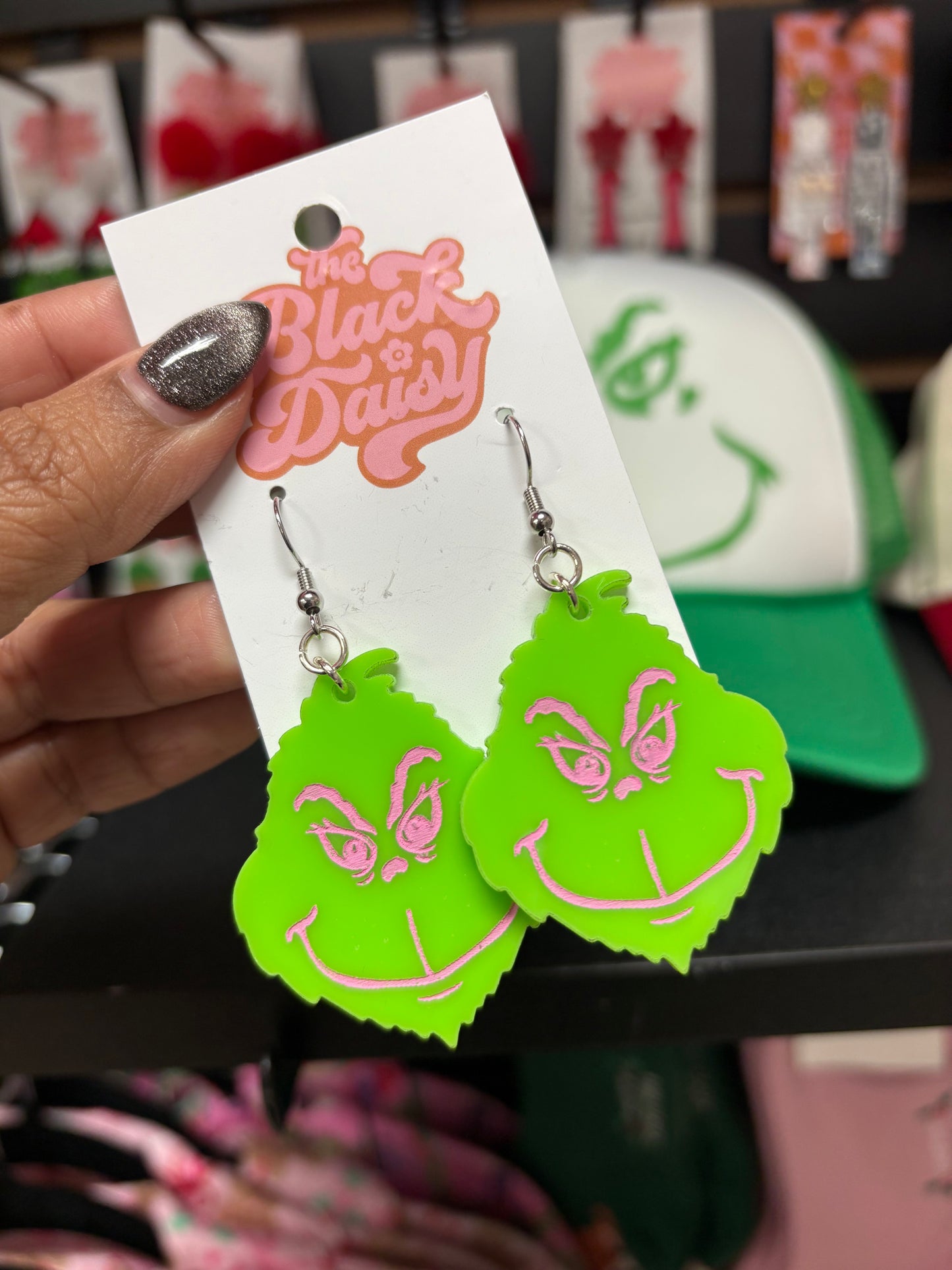Pink Grinch Earrings