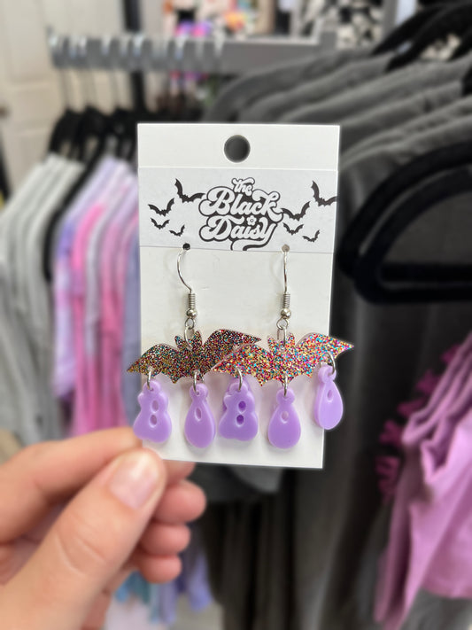 Glitter Bat Boo Earrings