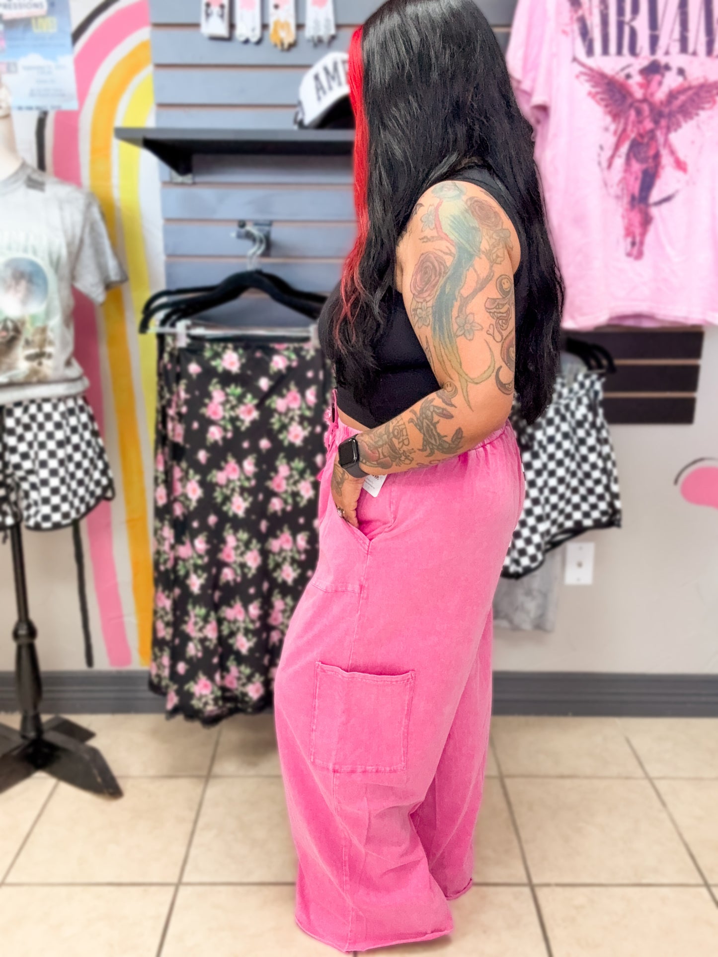 Mineral Washed Pink Pants
