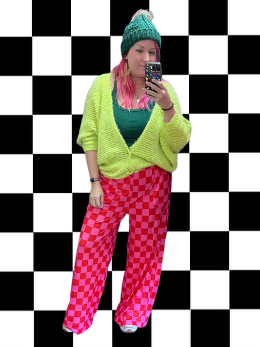 Pink and Red Checkered Pants