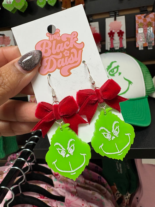 Grinch Bow Earrings