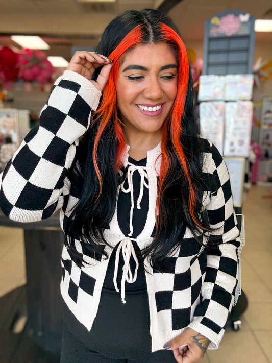 Checker Bow Ties Cardigan