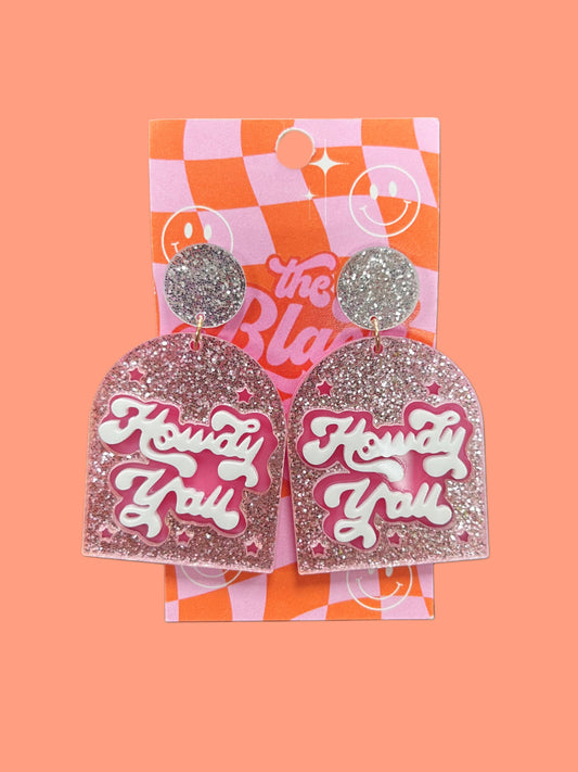 Glitter Howdy Ya'll Earrings