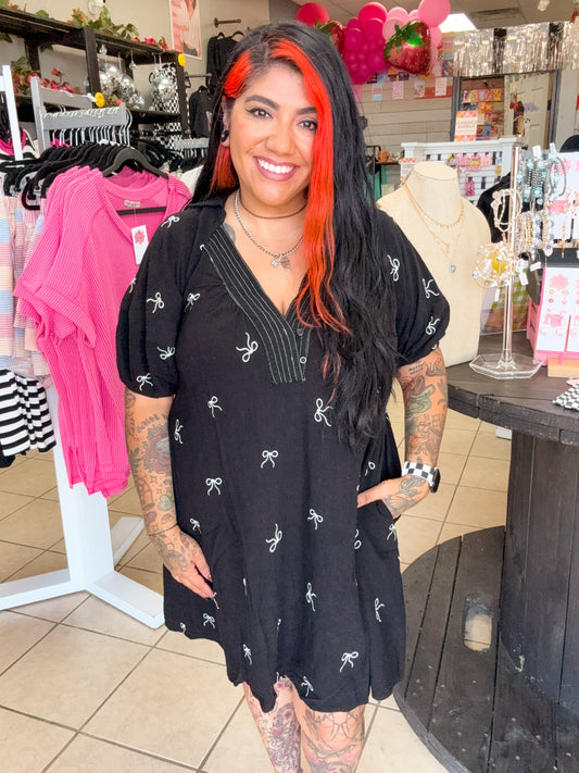 Embroidered Bow Dress