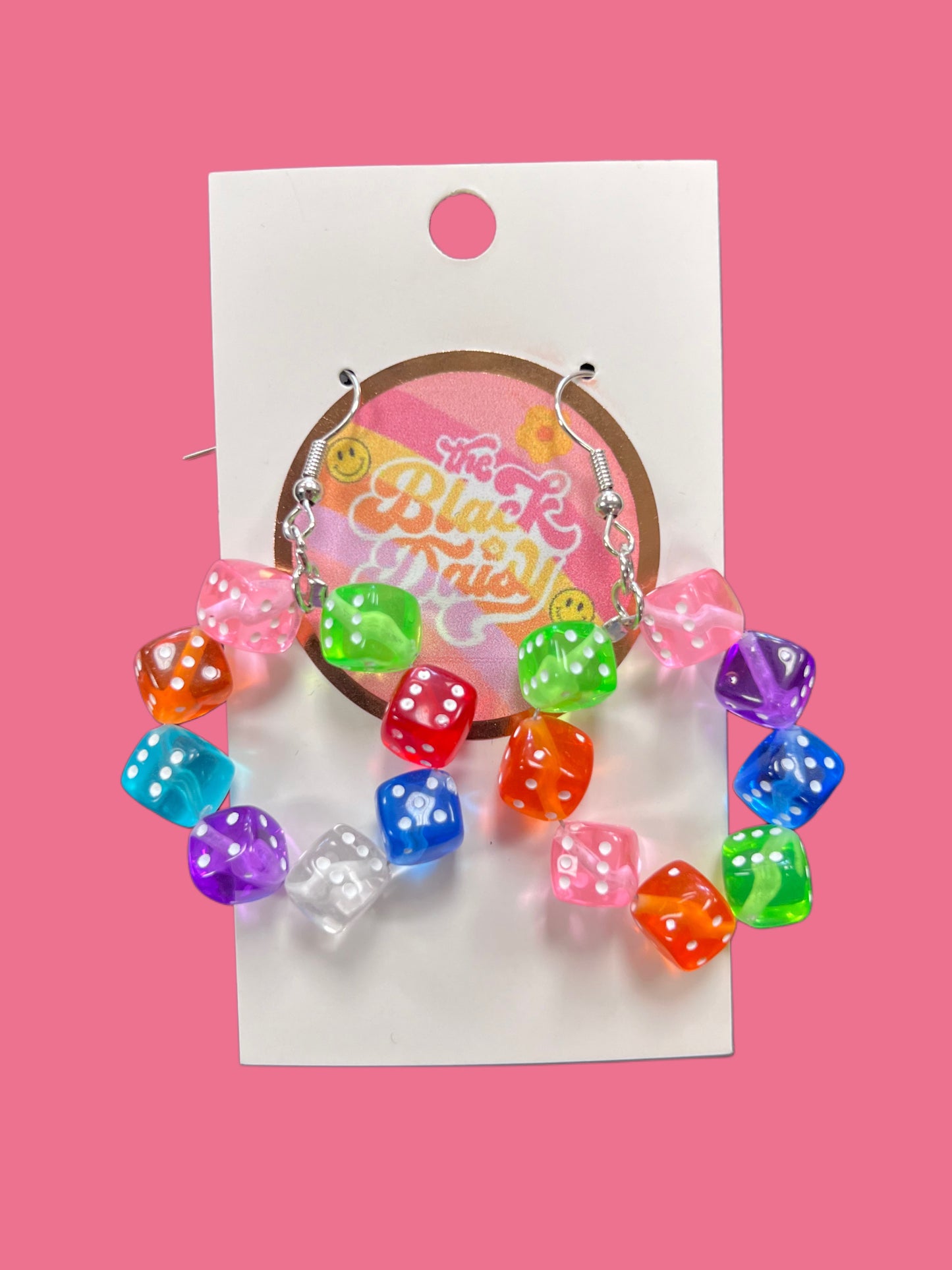 Colorful Dice Hoop Earrings