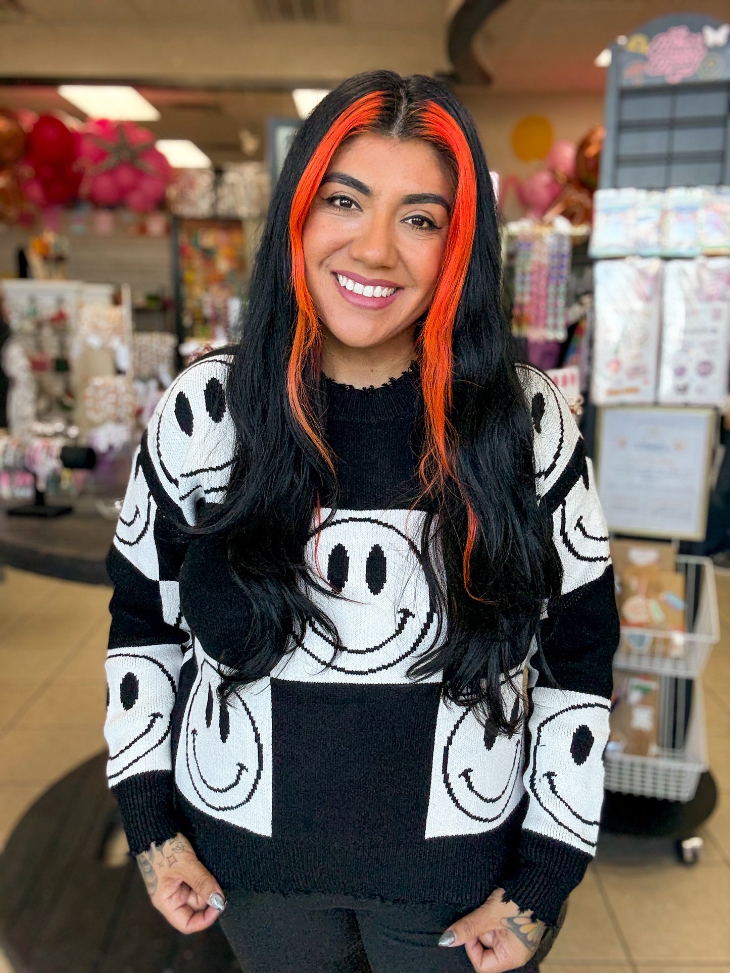 Smiley Checkered Sweater