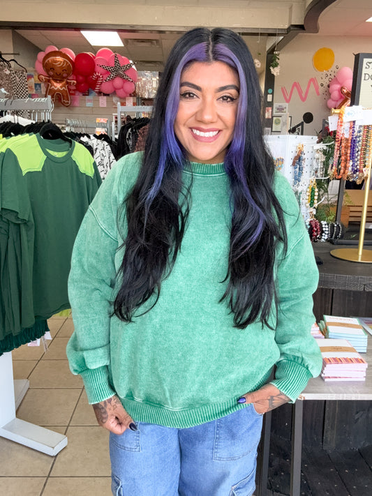 Green Mineral Washed Sweatshirt