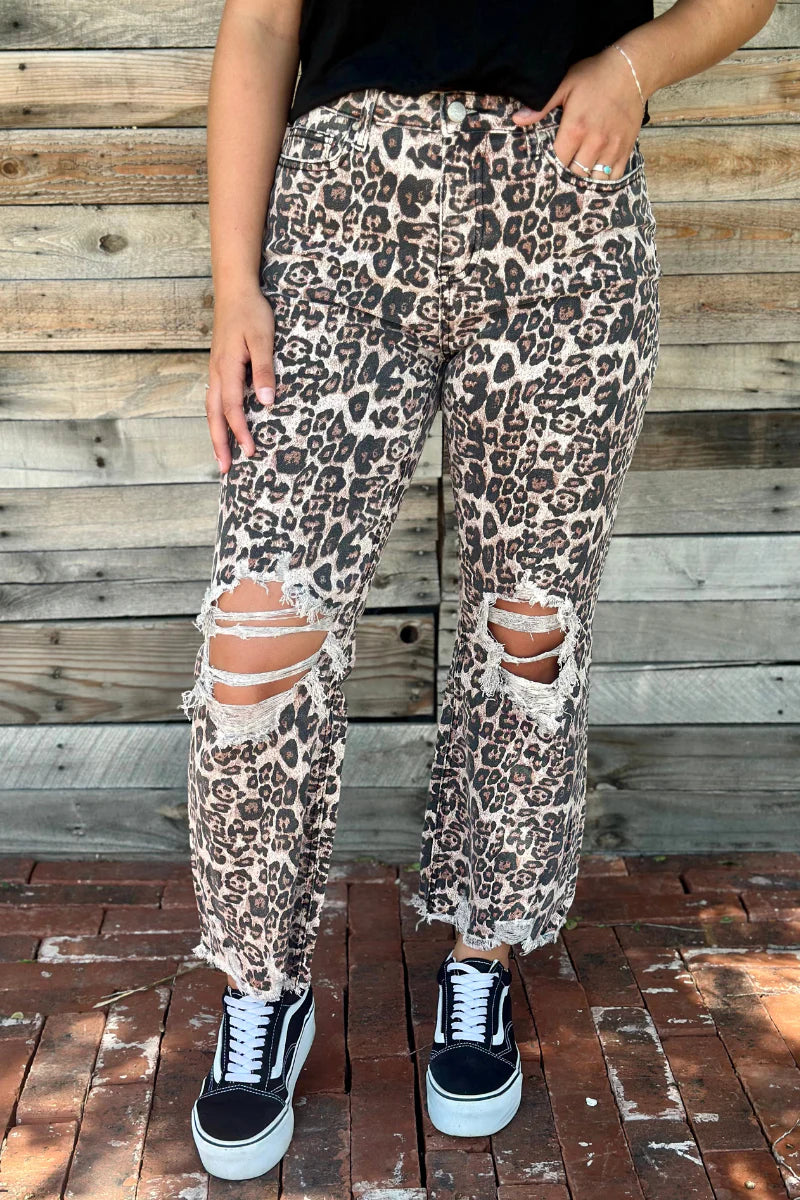 Leopard Distressed Jeans